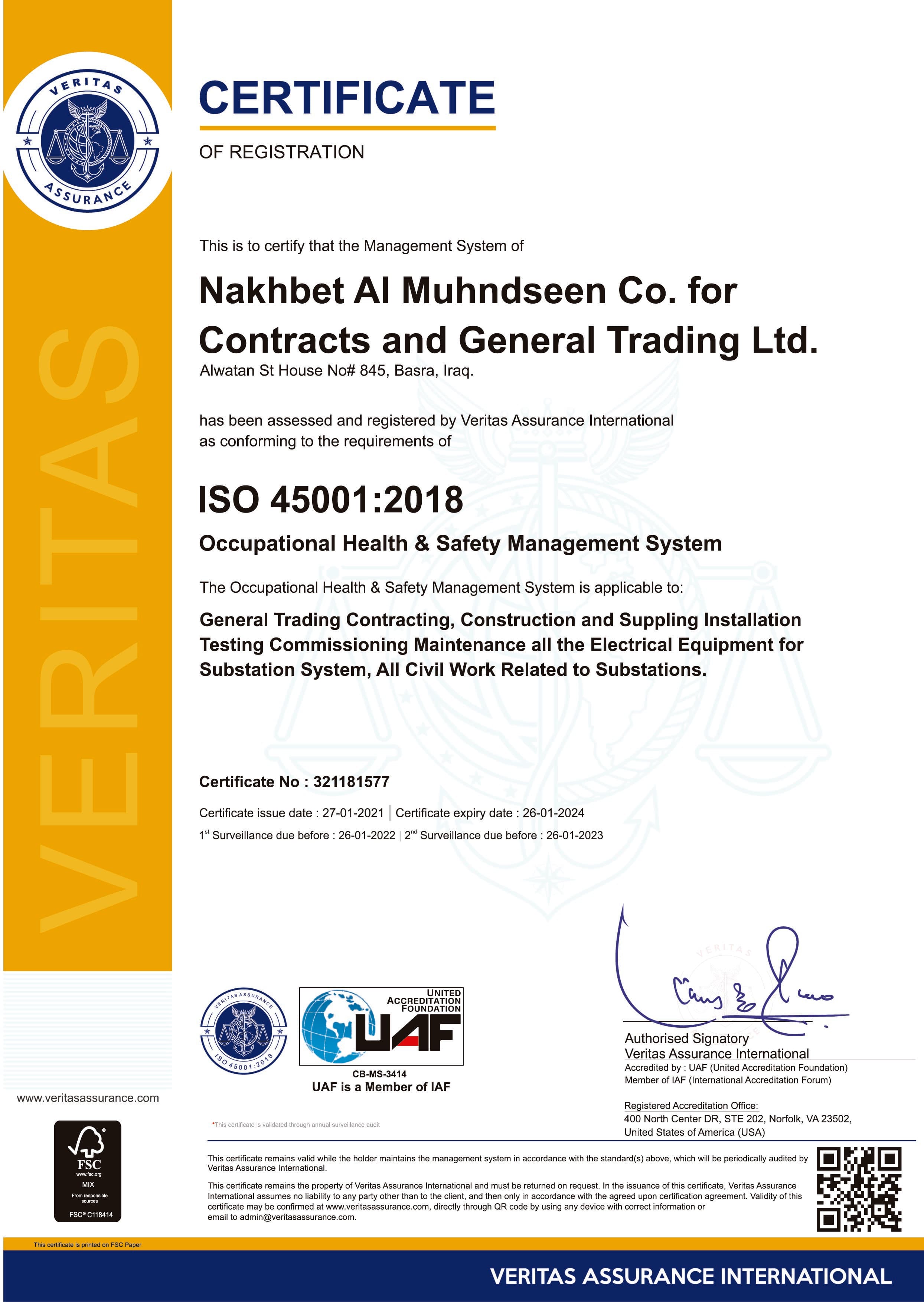 ISO 45001:2018 Occupational Health & Safety Management System